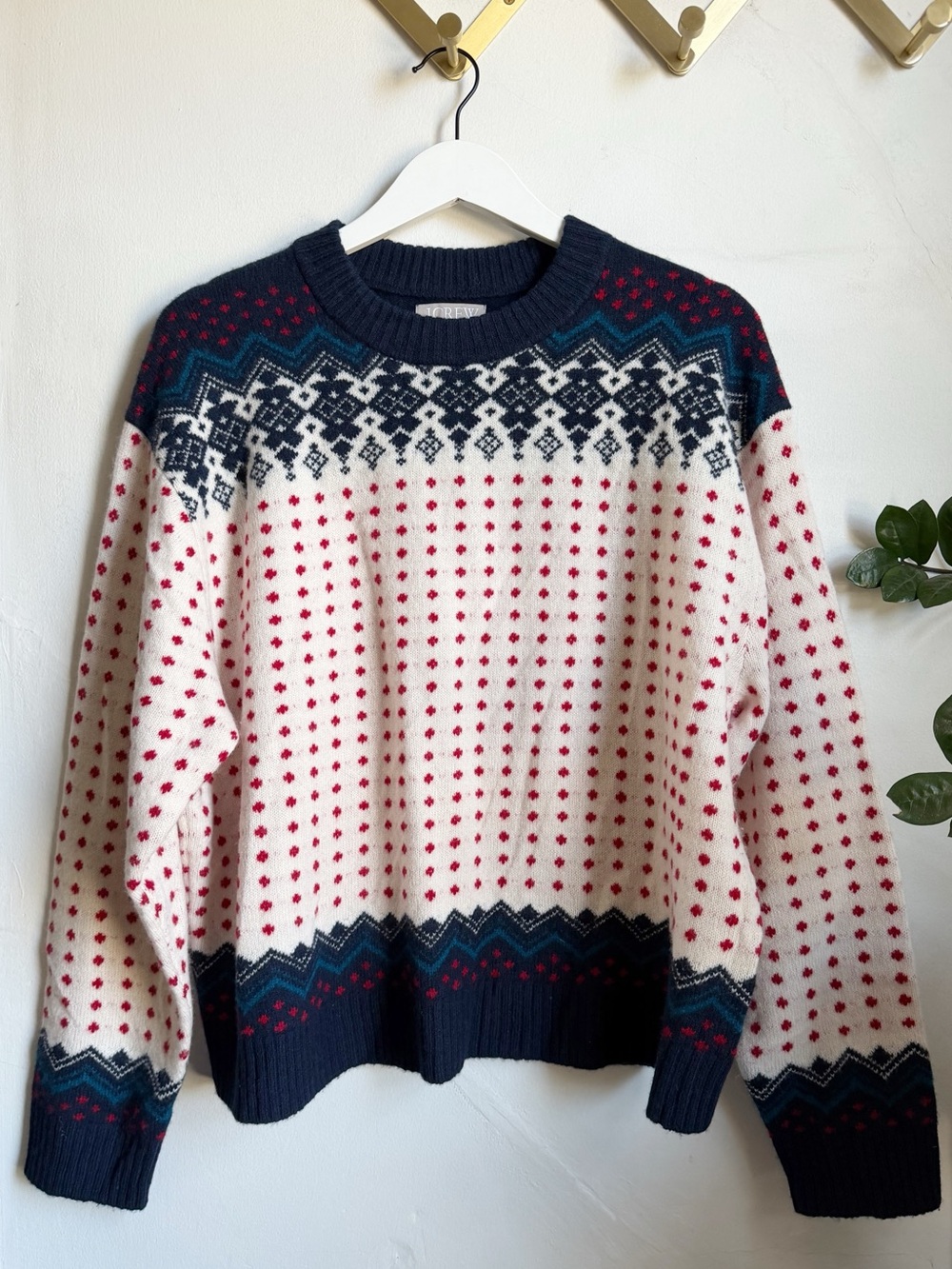 J Crew Fair Isle Crewneck Sweater in Vintage Wool